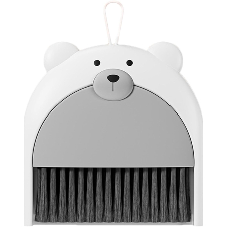 Maturi, Perii, Mopuri si Galeti - Set Matura si Faras, , Pentru Birou, din PP, Model Ursulet, 23.5 x 18 cm, Gri