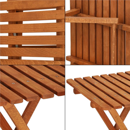 Set mobilier balcon sau terasa din lemn de fag, pliabil, masa 52x51x65 cm si 2 scaune, maro [13]