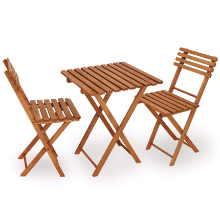 Set mobilier balcon sau terasa din lemn de fag, pliabil, masa 52x51x65 cm si 2 scaune, maro [8]