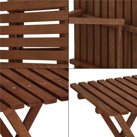 Set mobilier balcon sau terasa din lemn de fag, pliabil, masa 52x51x65 cm si 2 scaune, maro inchis [21]