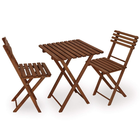 Set mobilier balcon sau terasa din lemn de fag, pliabil, masa 52x51x65 cm si 2 scaune, maro inchis [3]