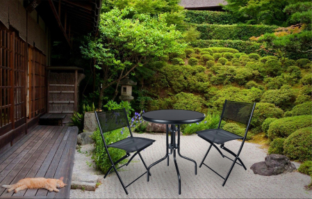 Set mobilier gradina Sersimo Oneiro, 2 scaune pliabile, 1 masa, negru [15]