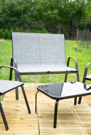 Set mobilier gradina textilene, 2 scaune, 1 canapea si 1 masa, gri deschis [13]