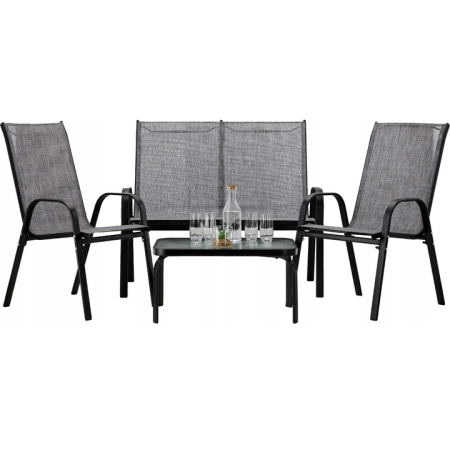 Seturi mobilier - Set mobilier gradina textilene, 2 scaune, 1 canapea si 1 masa, gri deschis