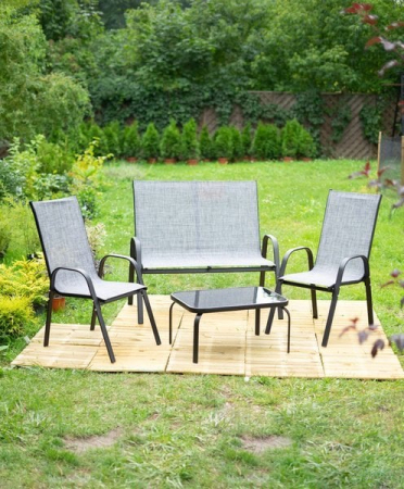 Set mobilier gradina textilene, 2 scaune, 1 canapea si 1 masa, gri deschis [14]