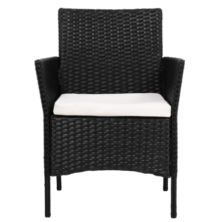 Set mobilier terasa, din tehnorattan, masa cu blat sticla securizata, 2 fotolii cu perne, negru [28]