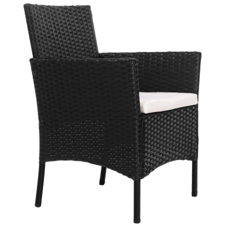 Set mobilier terasa, din tehnorattan, masa cu blat sticla securizata, 2 fotolii cu perne, negru [32]