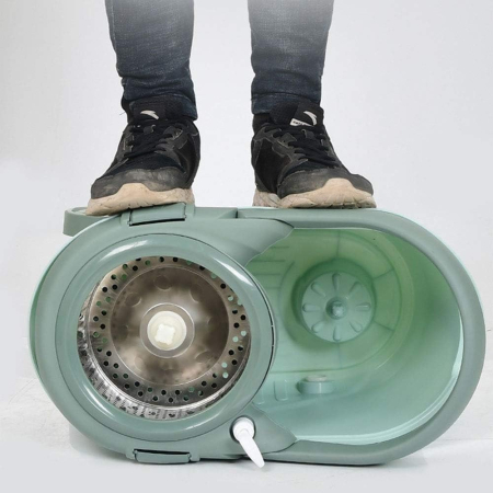 Set mop rotativ cu galeata , material plastic si microfibra, o rezerva inclusa, rezistent, cu dop scurgere, vas detasabil, orificiu pentru solutie, pentru interior, capacitate 8 l, verde [4]