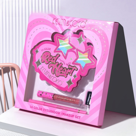 Set Paleta de machiaj cu 14 farduri de pleoape Kevin&Coco, Red Heart Eyeshadow Palette, 21 x 20.5 x 2.2cm [4]