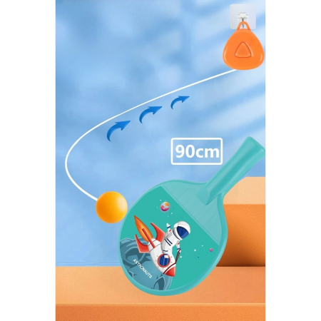 Set Palete pentru Tenis de Masa, , pentru Copii, Accesoriu de Agatat Inclus, 2 Mingi, Design Animat, Albastru [5]