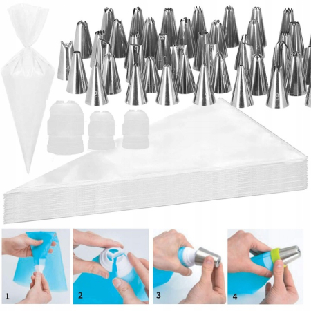 Set patiserie cu platou rotativ, 106 piese cu sabloane pentru ornarea prajiturilor [9]