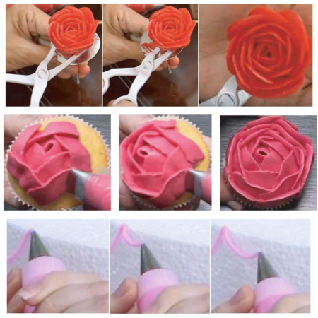 Set patiserie cu platou rotativ, 37 piese cu sabloane pentru ornarea prajiturilor [13]