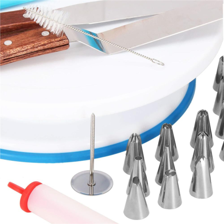Set patiserie cu platou rotativ, 37 piese cu sabloane pentru ornarea prajiturilor [5]
