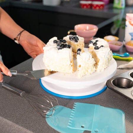 Set patiserie cu platou rotativ si 4 tavi de copt, 345 piese cu sabloane pentru ornarea prajiturilor [2]