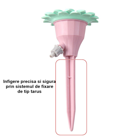 Set picuratoare cu valva pentru irigare , design floare, viteza reglabila, fixare prin infigere, practic, 16.8 x 9 cm, roz [1]