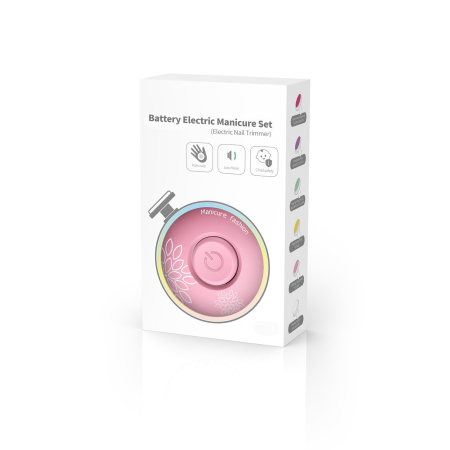 Set Pila Electrica cu Baterie, , pentru Copii si Bebelusi, din ABS, 6 Accesorii, Model cu Flori, 6.5 x 1.8 cm, Roz [3]