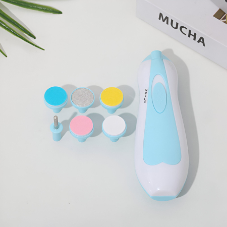 Set Pila Electrica pentru Copii si Bebelusi, , ABS, 6 Accesorii, cu Lumina LED, Albastru Alb [11]