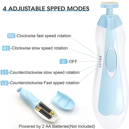 Set Pila Electrica pentru Copii si Bebelusi, , ABS, 6 Accesorii, cu Lumina LED, Albastru Alb [4]