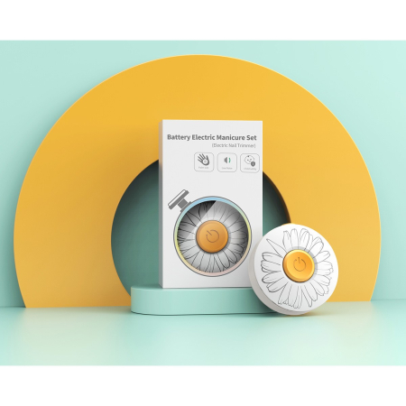 Set Pila Electrica pentru Copii si Bebelusi, , ABS, Incarcare USB, Model cu Flori, 6 Accesorii, cu Lumina LED, Alb [3]