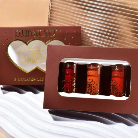 Set Rujuri de Buze Mate, KEVIN &amp; COCO, Be Mine 3 Culori, Lip-Gloss, 11 x 7.3 x 2.7cm, Roz, Varianta A [3]