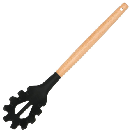 Set Sersimo 12 ustensile de bucatarie din silicon termorezistent si maner din bambus, negru [20]