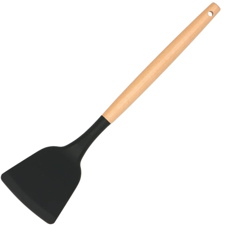 Set Sersimo 12 ustensile de bucatarie din silicon termorezistent si maner din bambus, negru [19]