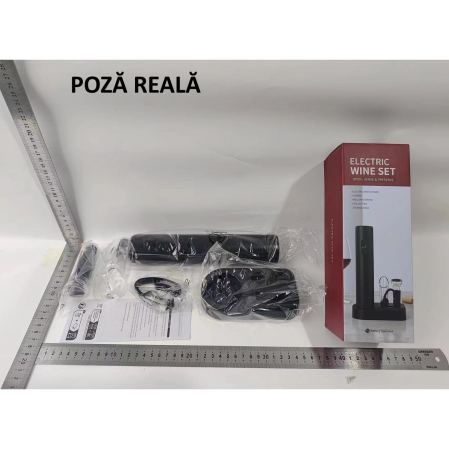 Set Tirbuson Electric din 5 piese, , Deschizator Electric, cu Baterii, Multifunctional, 23x14cm, Negru [4]