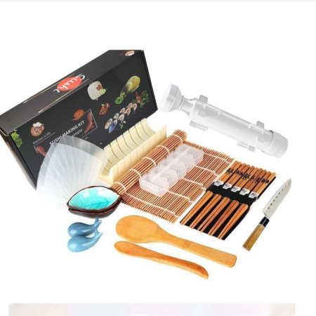 Ustensile pentru Bucătărie - Set Ustensile pentru Sushi, , Set din 19 Accesorii pentru Sushi, Set pentru Sushi HOME MADE, Cutit Inclus, Forme, Betisoare, Multicolor