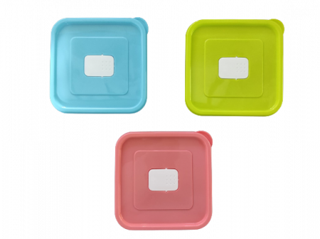 Set 3 Caserole din PVC pentru Depozitat si Transportat Alimente, 14x14 cm, Multicolor [2]