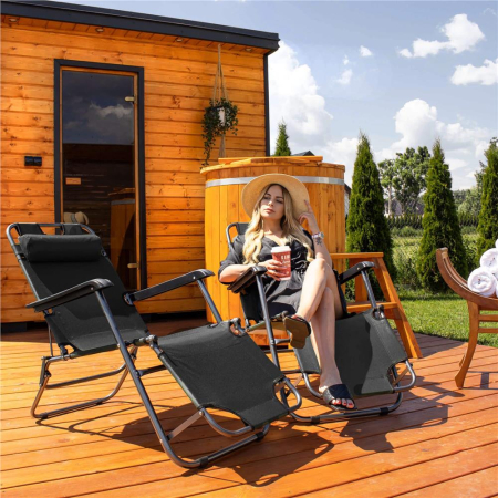 Sezlong pliabil Relax Zero Gravity, 80x60x153cm, negru [9]