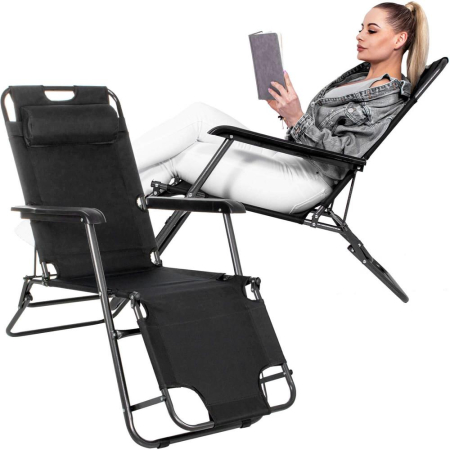 Sezlong pliabil Relax Zero Gravity, 80x60x153cm, negru [3]
