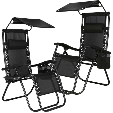 Sezlong pliabil SERSIMO GC3, Relax Zero Gravity cu parasolar, 175cm, negru [18]