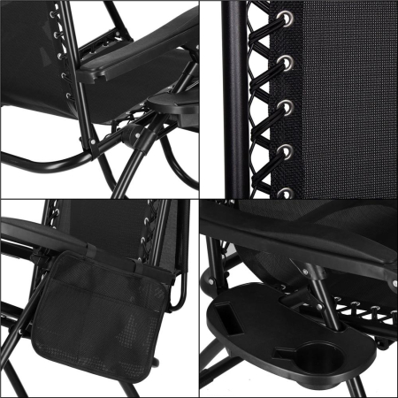 Sezlong pliabil SERSIMO GC3, Relax Zero Gravity cu parasolar, 175cm, negru [31]