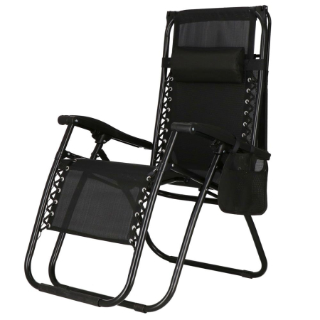 Sezlong pliabil SERSIMO GC3, Relax Zero Gravity cu parasolar, 175cm, negru [20]