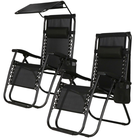 Sezlong pliabil SERSIMO GC3, Relax Zero Gravity cu parasolar, 175cm, negru [21]