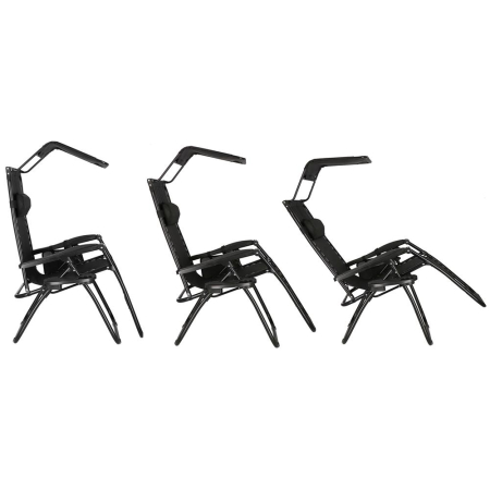 Sezlong pliabil SERSIMO GC3, Relax Zero Gravity cu parasolar, 175cm, negru [11]