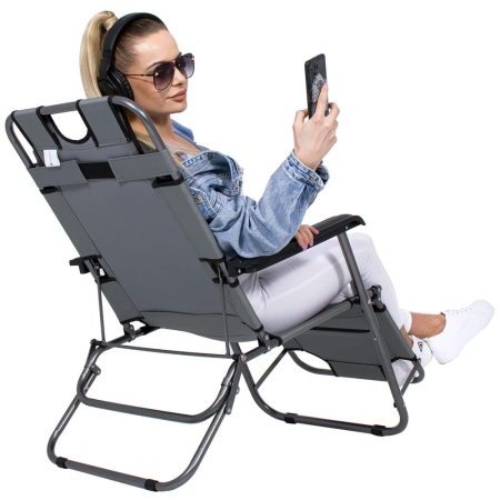 Sezlong pliabil SERSIMO GC30, Relax Zero Gravity, 80x60x153cm, gri mediu [6]