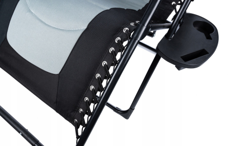 Sezlong scaun pliant plaja sau gradina, Siesta, gravitatie zero, cu tetiera, 175x75x110 cm, negri gri [10]