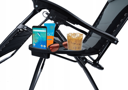 Sezlong scaun pliant plaja sau gradina, Siesta, gravitatie zero, cu tetiera, 175x75x110 cm, negri gri [15]