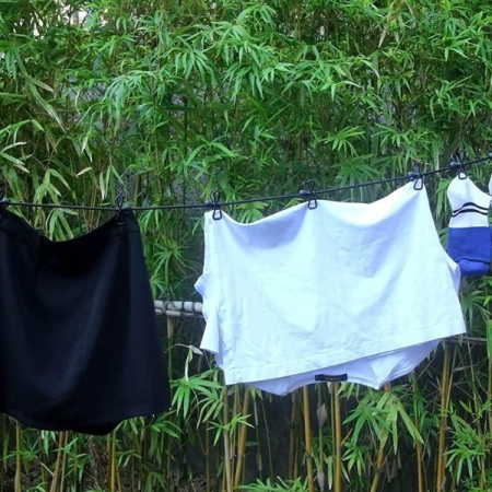 Sfoara pentru Uscarea Hainelor, , Uscator Sfoara Portabila, 12 Clips-uri Incluse, Lungime 180 cm, PP Cablu de Otel, Negru [2]