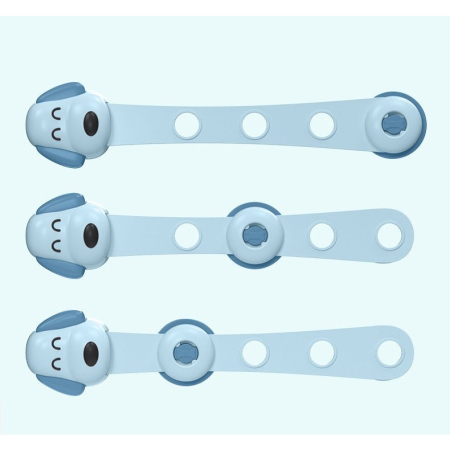 Siguranta pentru Usi Copii, , Sistem de Blocare Sertare, Dulap, Frigider, Adeziv, cu Sistem de Inchidere Dublu, Model Catelus, Albastru [7]