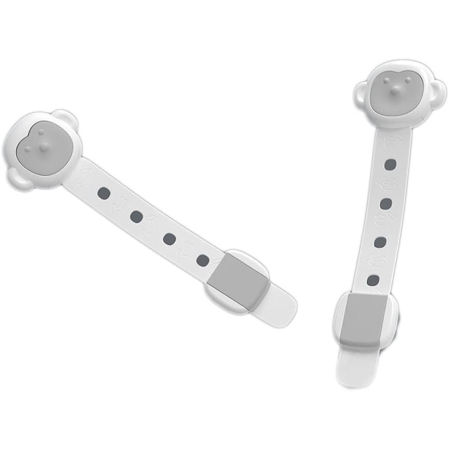 Siguranta pentru Usi Copii, , Sistem de Blocare Sertare, Dulap, Frigider, Adeziv, cu Sistem de Inchidere Dublu, Model Maimutica, Alb [2]