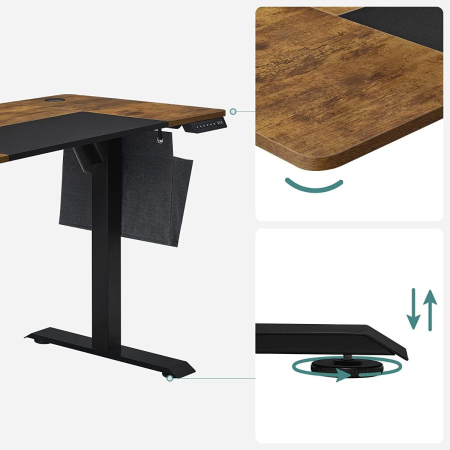 SONGMICS Birou cu reglaj electric pe inaltime, memorie cu 4 inaltimi, 60x140x(72-120)cm, maro rustic [1]