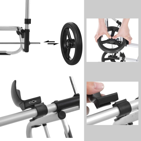 SONGMICS Carucior de cumparaturi piata, pliabil, compartiment frigorific, multifunctional, 44x35x100 cm, gri [6]