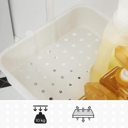 SONGMICS Carucior de depozitare pe roti, pentru bucatarie sau baie, cu 3 nivele, 42x34x86 cm, alb [4]