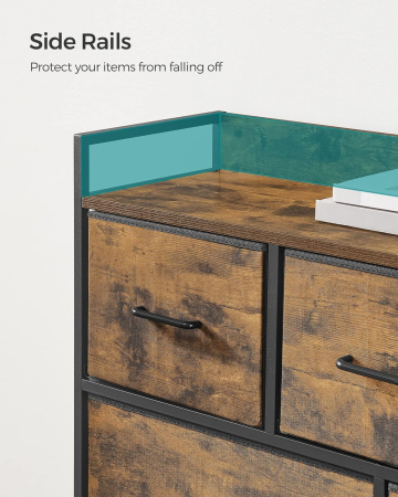 SONGMICS Comoda cu cadru metalic si 7 sertare din textil, stil industrial, 98x29x85cm, maro rustic si negru [4]