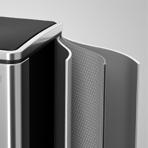 SONGMICS Cos de gunoi din inox cu 2 compartimente colectare selectiva, cu galeti interioare, 2x15litri, argintiu si negru [3]