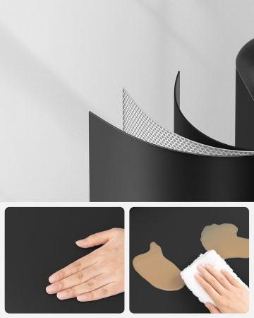 SONGMICS Cos de gunoi din otel, cu pedala si soft-close, galeata interioara, 30 litri, negru [3]