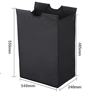 SONGMICS Cos de rufe cu 3 saci detasabili, structura metalica pe roti, 3x44L, 77x41x82cm, negru [9]