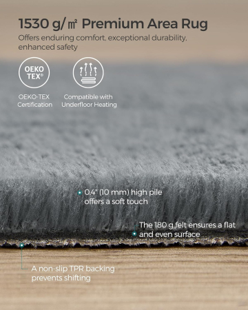 SONGMICS Covor decorativ antiderapant, lavabil la masina, 120x170 cm, gri [4]